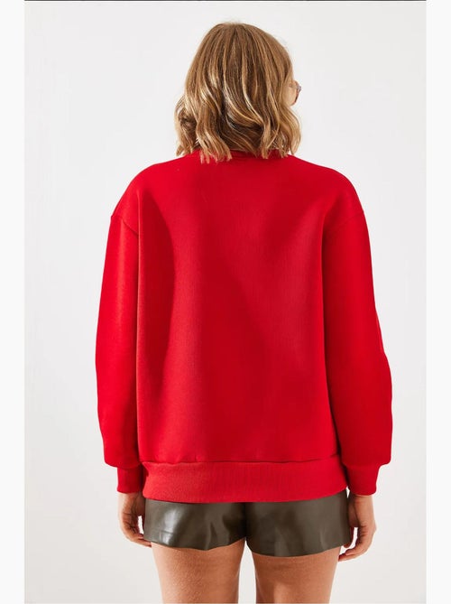 Sweatshirt de gola redonda com estampado de corações lucci - Kiabi