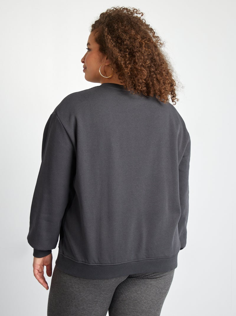 Sweatshirt de gola redonda com estampado PRETO - Kiabi