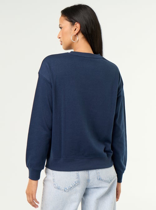 Sweatshirt de gola redonda com inscrição à frente - Kiabi