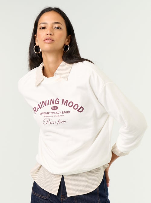 Sweatshirt de gola redonda com inscrição à frente - Kiabi