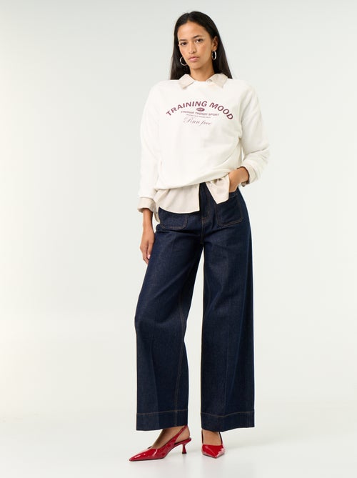 Sweatshirt de gola redonda com inscrição à frente - Kiabi