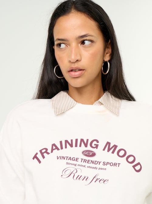 Sweatshirt de gola redonda com inscrição à frente - Kiabi