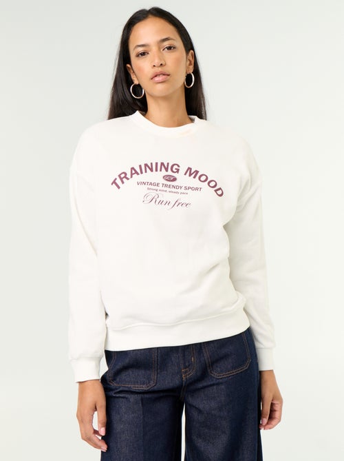 Sweatshirt de gola redonda com inscrição à frente - Kiabi
