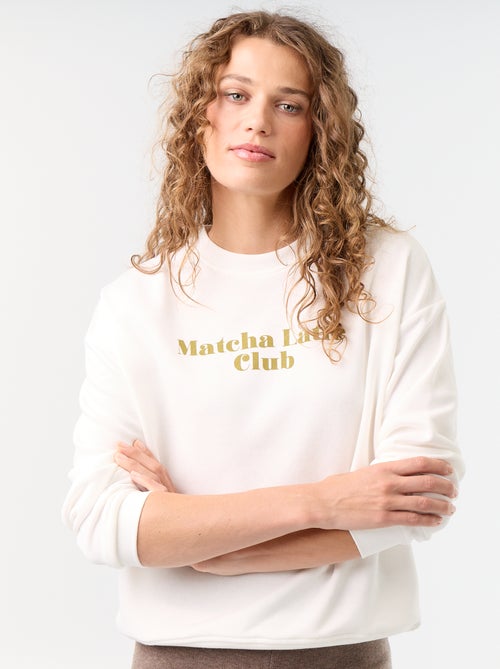 Sweatshirt de gola redonda com inscrição à frente - Kiabi Sweatshirt de gola redonda com inscrição à frente - Kiabi
