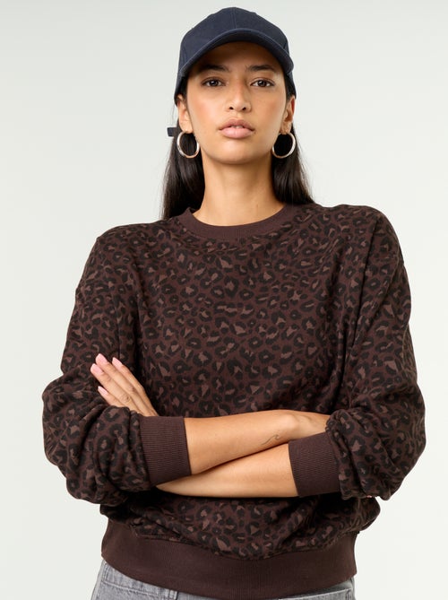 Sweatshirt de gola redonda com inscrição à frente - Kiabi