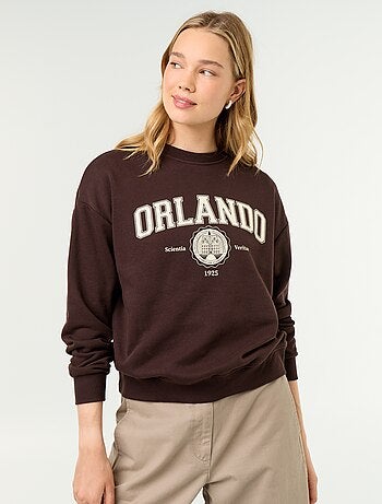 Sweatshirt de gola redonda com inscrição à frente