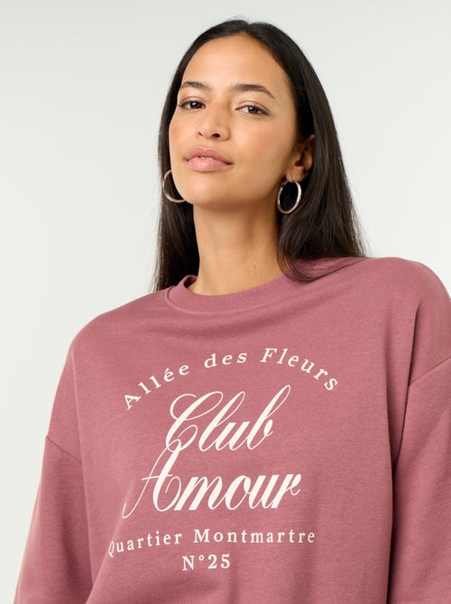Sweatshirt de gola redonda com inscrição à frente - Kiabi