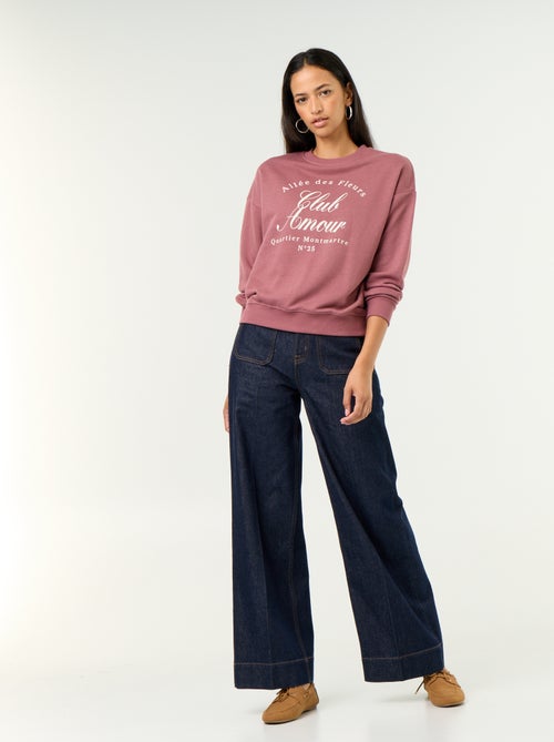 Sweatshirt de gola redonda com inscrição à frente - Kiabi