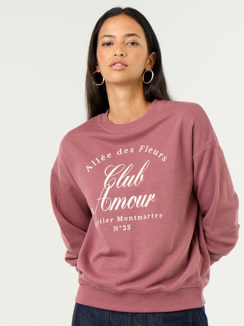 Sweatshirt de gola redonda com inscrição à frente - Kiabi