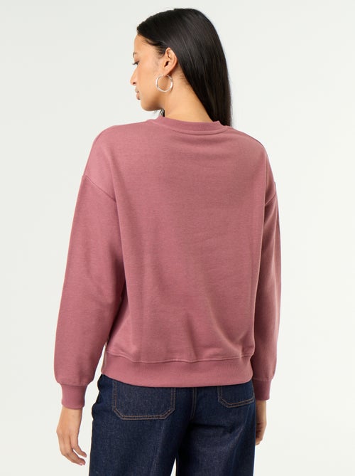 Sweatshirt de gola redonda com inscrição à frente - Kiabi