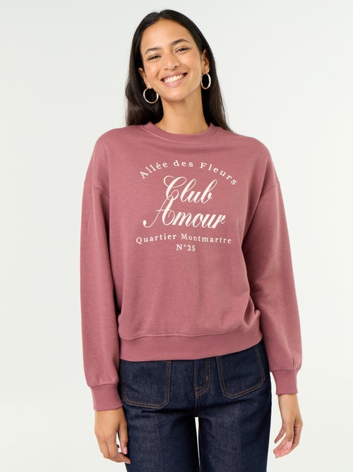 Sweatshirt de gola redonda com inscrição à frente - Kiabi