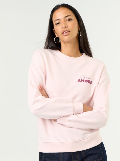 Sweatshirt de gola redonda com inscrição à frente - Kiabi