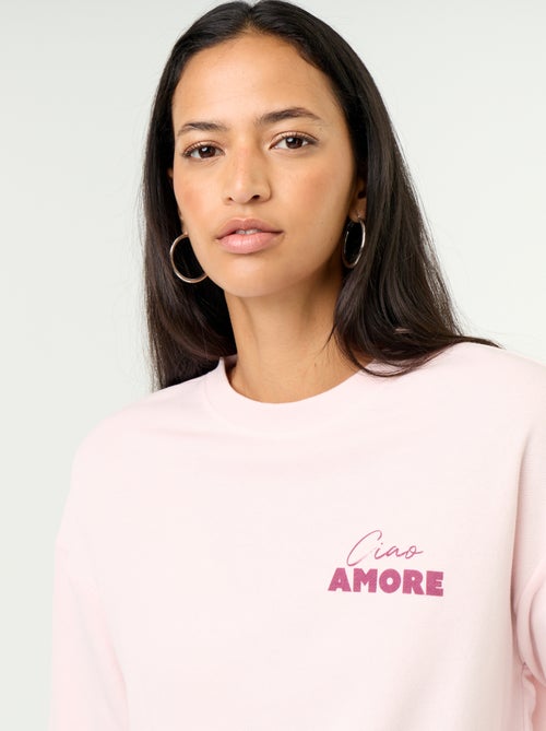Sweatshirt de gola redonda com inscrição à frente - Kiabi