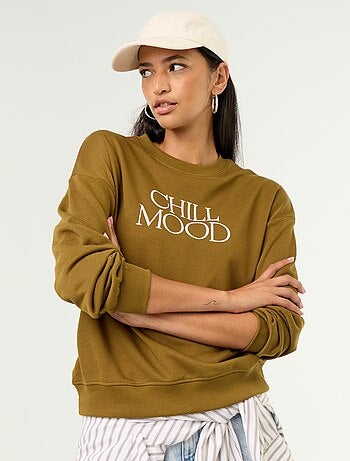 Sweatshirt de gola redonda com inscrição à frente