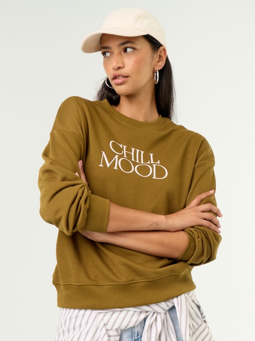 Sweatshirt de gola redonda com inscrição à frente - Kiabi