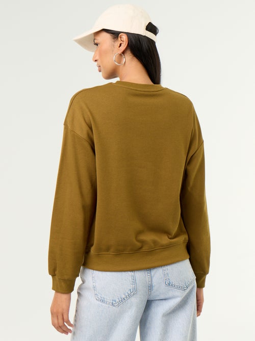 Sweatshirt de gola redonda com inscrição à frente - Kiabi
