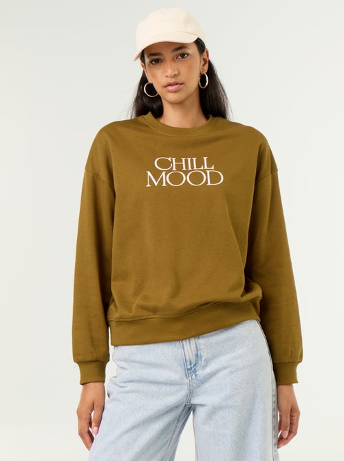 Sweatshirt de gola redonda com inscrição à frente - Kiabi
