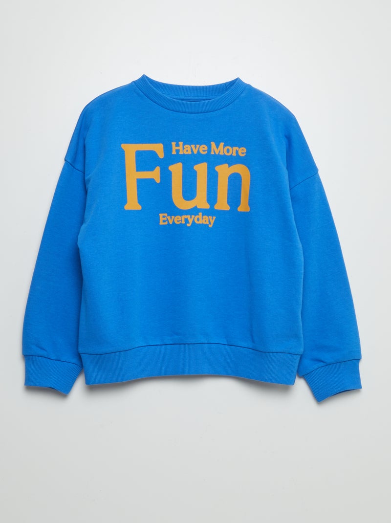 Sweatshirt de gola redonda com inscrição AZUL - Kiabi