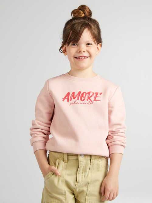 Sweatshirt de gola redonda com moletão estampado - Kiabi