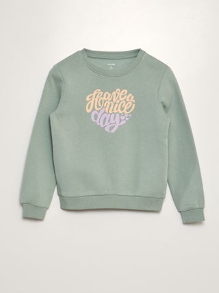 Sweatshirt de gola redonda com moletão estampado