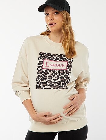 Sweatshirt de gola redonda com motivo leopardo 'Only Maternity'
