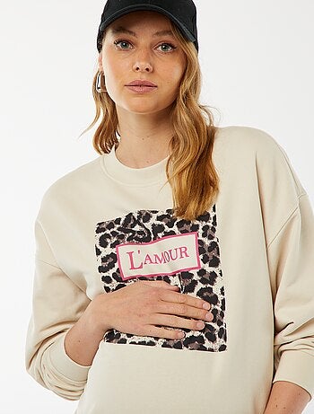 Sweatshirt de gola redonda com motivo leopardo 'Only Maternity'
