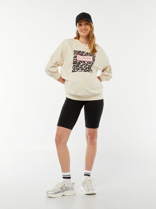 Sweatshirt de gola redonda com motivo leopardo 'Only Maternity' - Kiabi