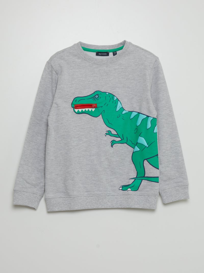 Sweatshirt de gola redonda 'dinossauro' CINZA - Kiabi