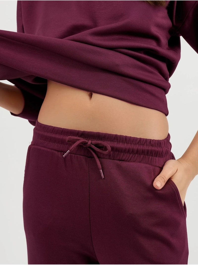 Sweatshirt de gola redonda e calças de perna larga conjunto hiccup Vermelho bordô - Kiabi