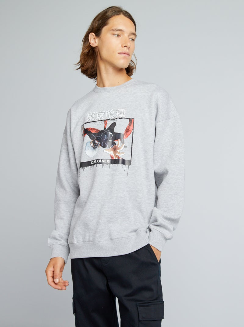 Sweatshirt de gola redonda em moletão CINZA - Kiabi
