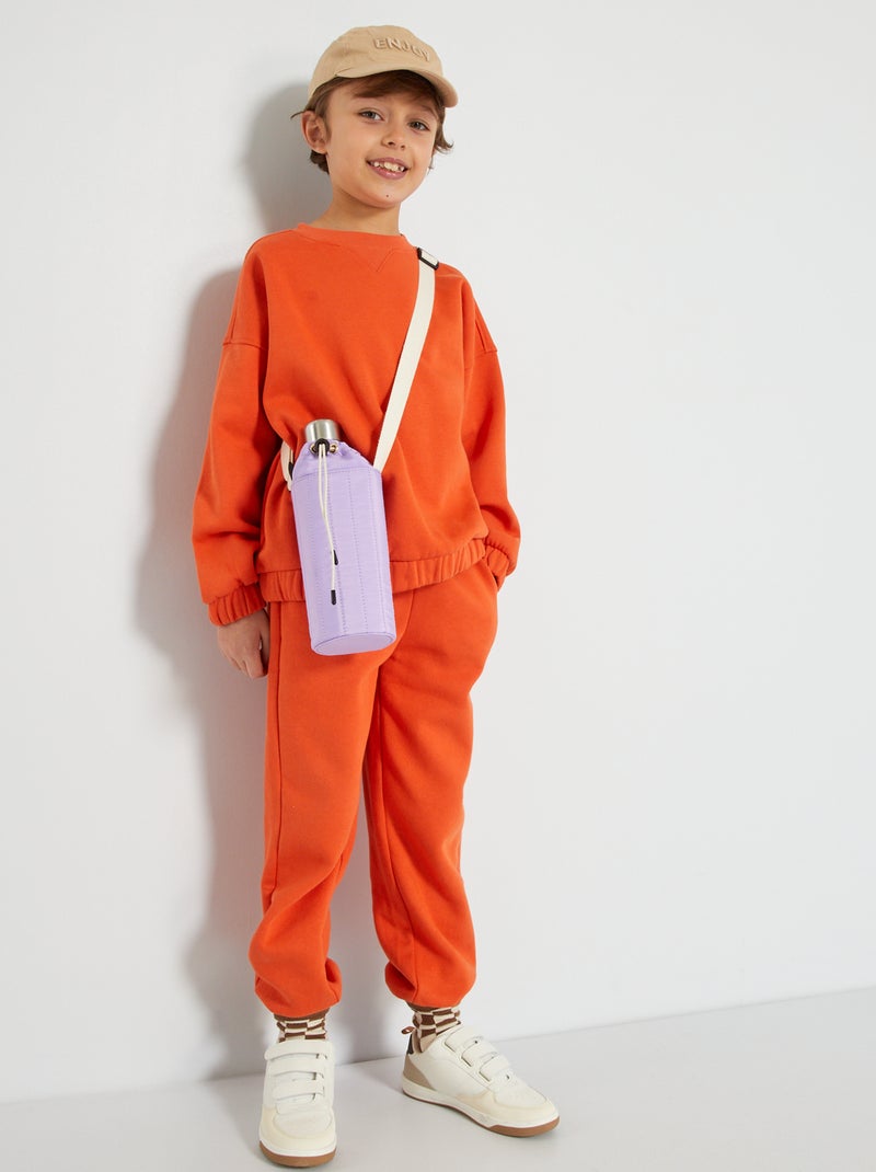 Sweatshirt de gola redonda em moletão LARANJA - Kiabi