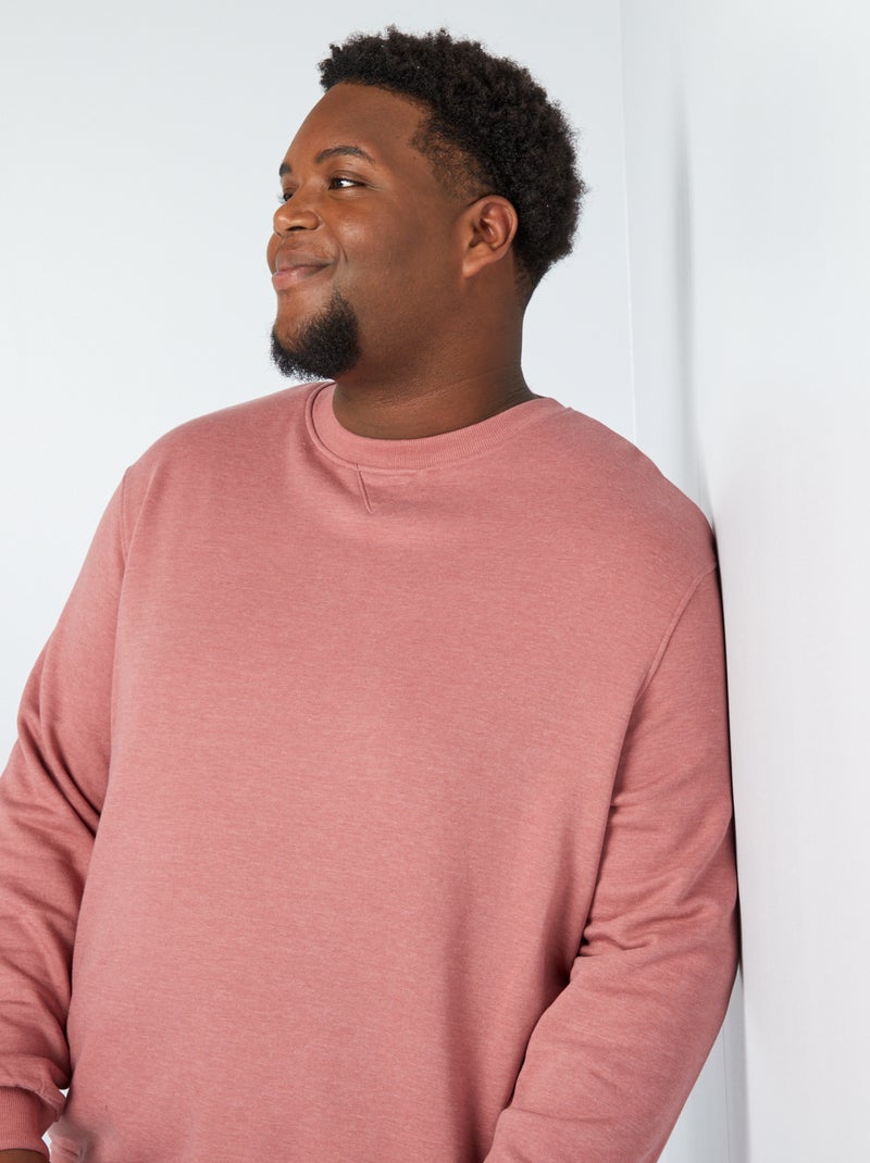 Sweatshirt de gola redonda em moletão ROSA - Kiabi