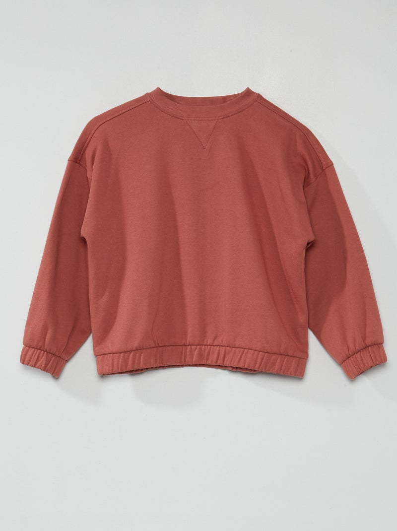 Sweatshirt de gola redonda em moletão ROSA - Kiabi