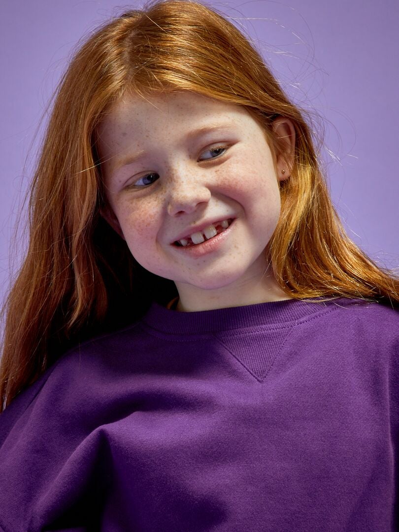 Sweatshirt de gola redonda em moletão VIOLETA - Kiabi