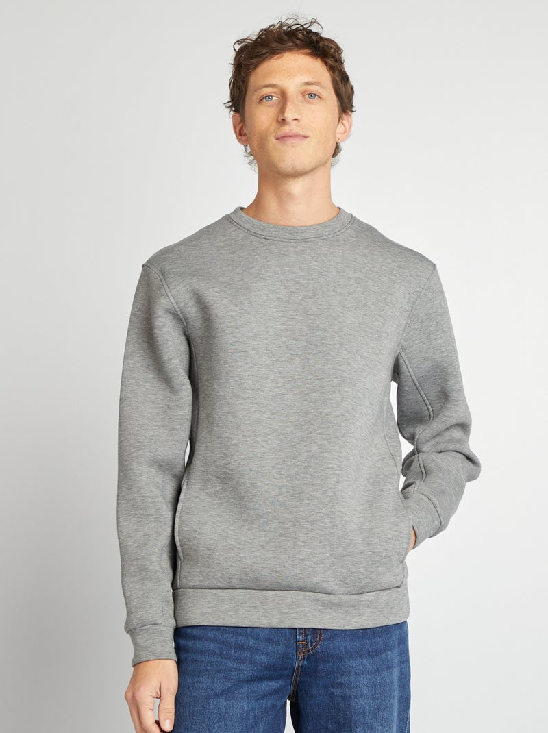 Sweatshirt de gola redonda em neopreno CINZA - Kiabi
