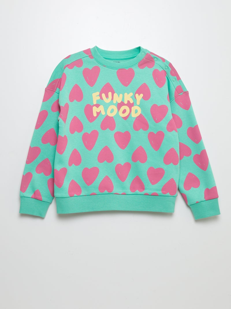 Sweatshirt de gola redonda estampada - coleção fácil de vestir VERDE - Kiabi
