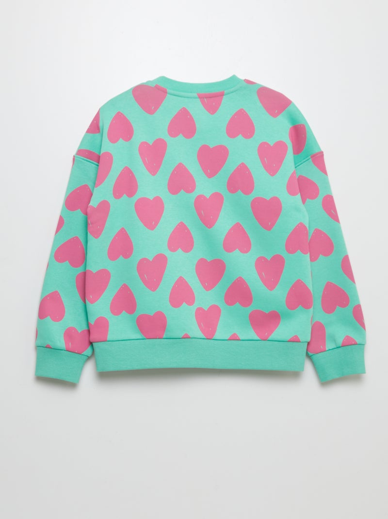 Sweatshirt de gola redonda estampada - coleção fácil de vestir VERDE - Kiabi