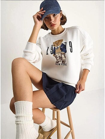 Sweatshirt de gola redonda estampada com corte relaxed lucci