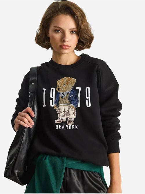 Sweatshirt de gola redonda estampada com corte relaxed lucci - Kiabi Sweatshirt de gola redonda estampada com corte relaxed lucci - Kiabi