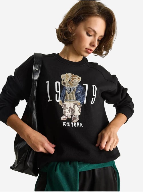 Sweatshirt de gola redonda estampada com corte relaxed lucci - Kiabi Sweatshirt de gola redonda estampada com corte relaxed lucci - Kiabi