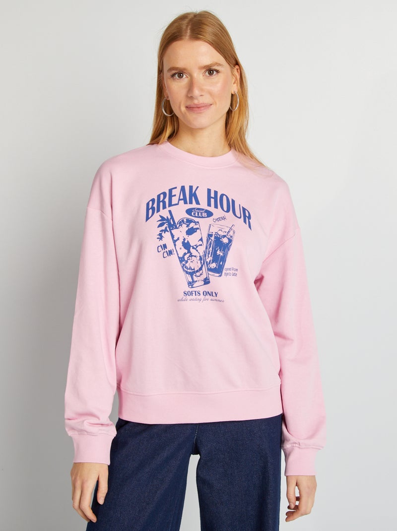 Sweatshirt de gola redonda estampada ROSA - Kiabi