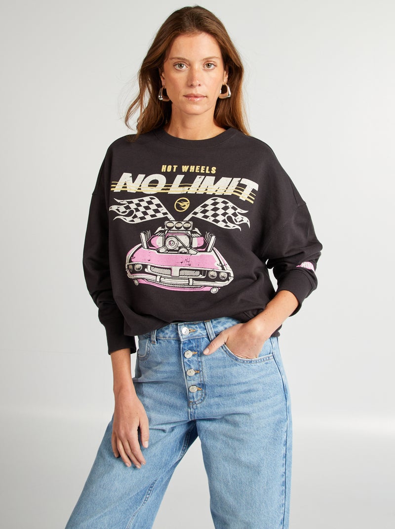 Sweatshirt de gola redonda 'Hot Wheels' PRETO - Kiabi