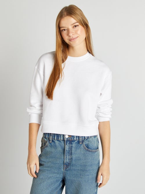 Sweatshirt de gola redonda lisa - Kiabi