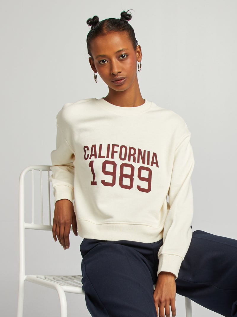 Sweatshirt de gola redonda lisa CINZA - Kiabi