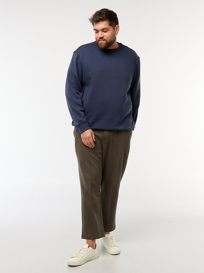 Sweatshirt de gola redonda liso Azul - Kiabi