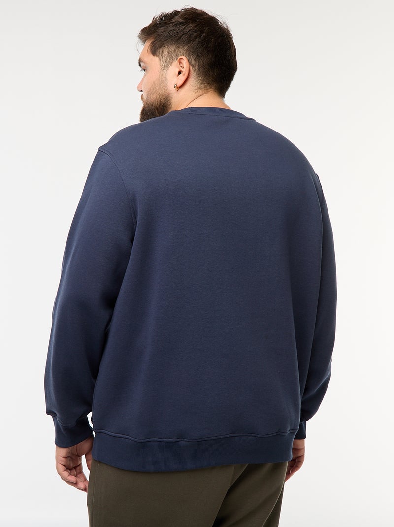 Sweatshirt de gola redonda liso Azul - Kiabi