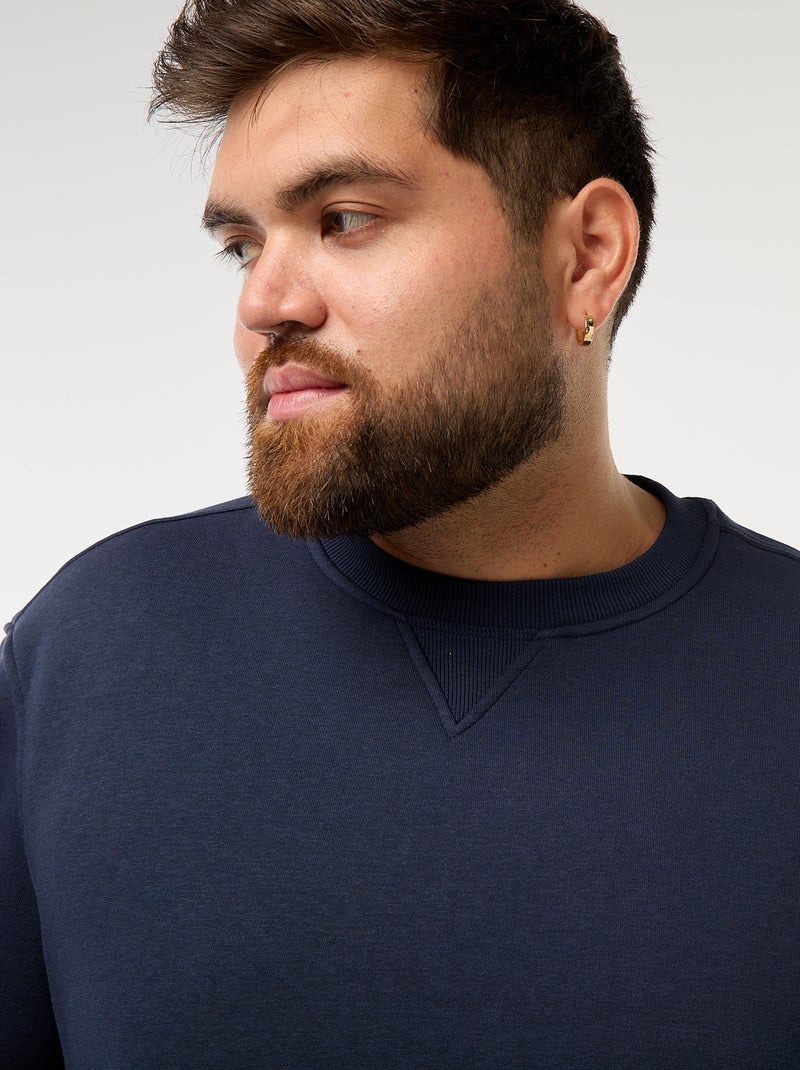 Sweatshirt de gola redonda liso Azul - Kiabi
