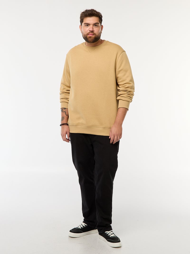 Sweatshirt de gola redonda liso Bege - Kiabi