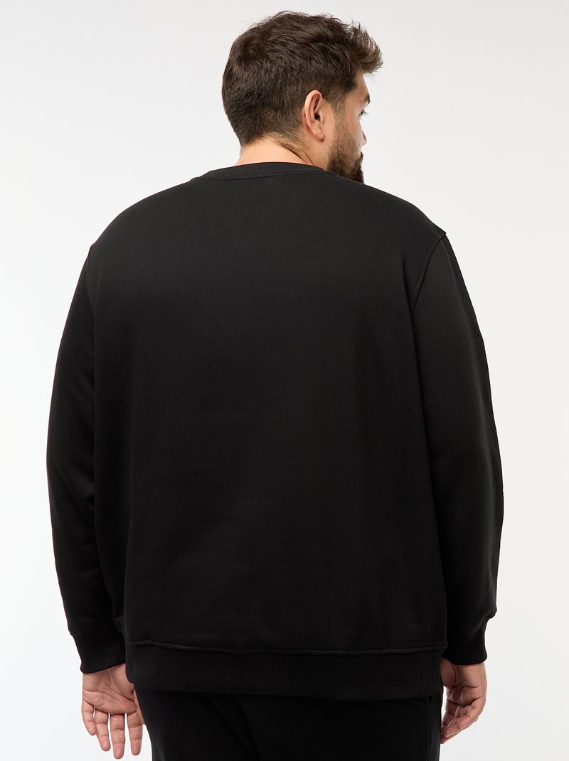 Sweatshirt de gola redonda liso Preto - Kiabi