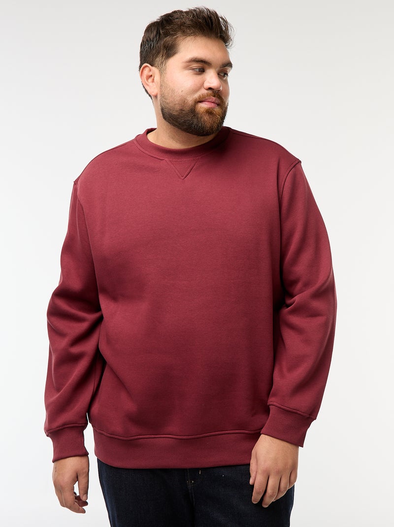 Sweatshirt de gola redonda liso Vermelho - Kiabi